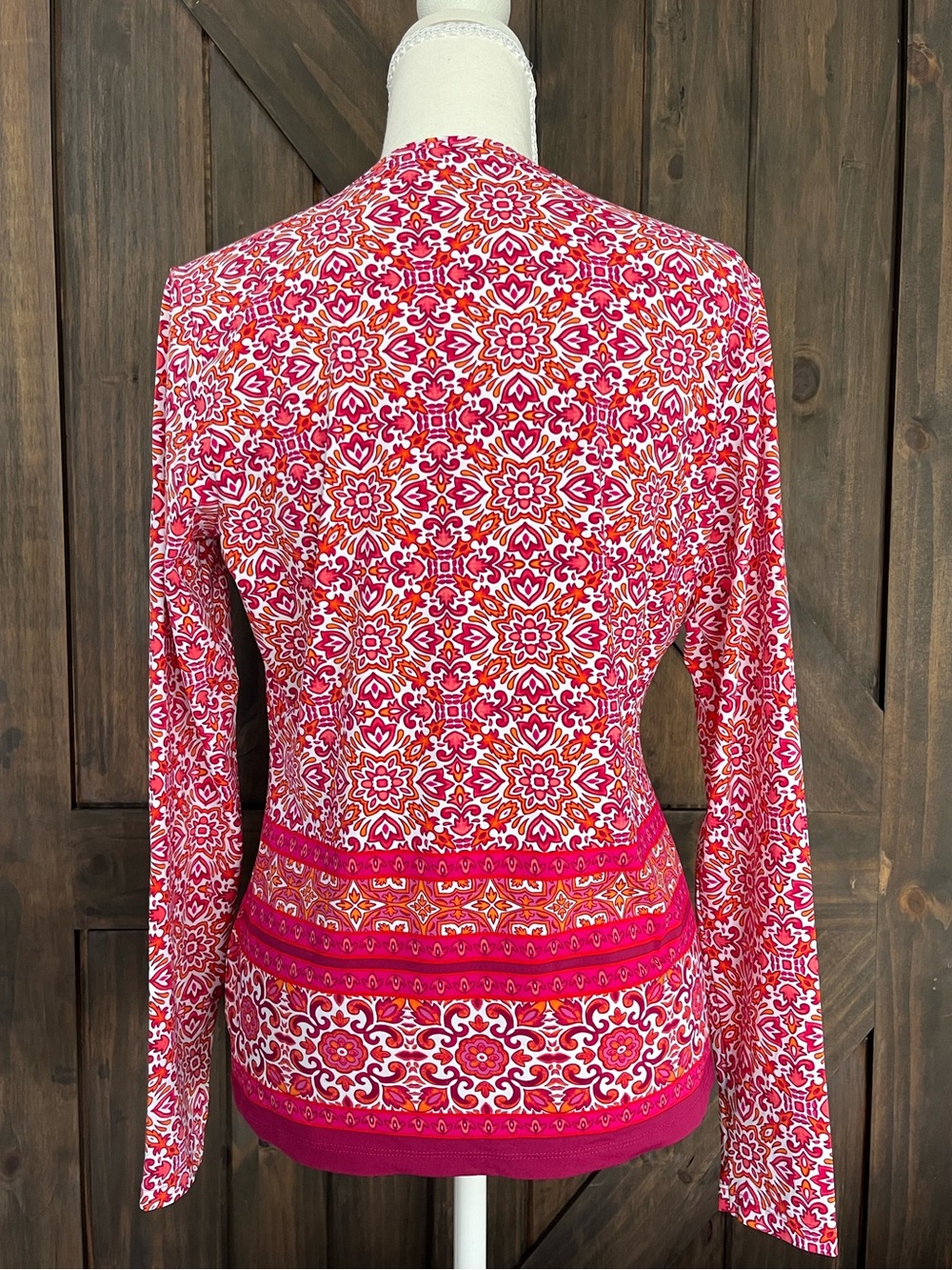 Lands' End UPF 50 Long Sleeve Rash Guard Swim Top | Pink Print | Women's Small - Picture 4 of 5